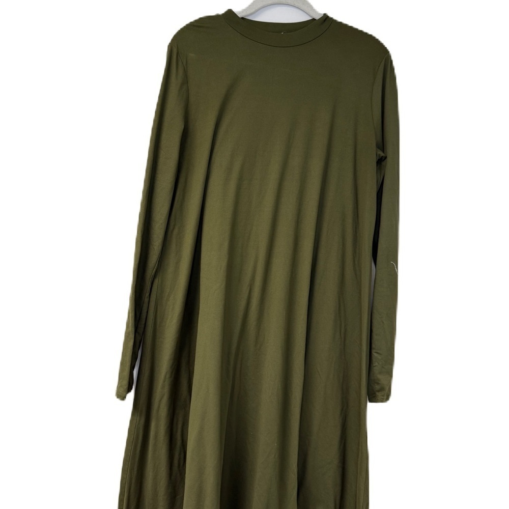 Casual Green Long Sleeve Crew Neck Sweater Dress Sz l